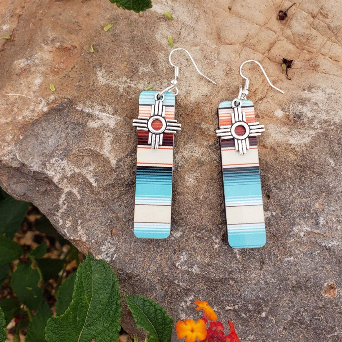 Zia Natural Serape Long Earrings