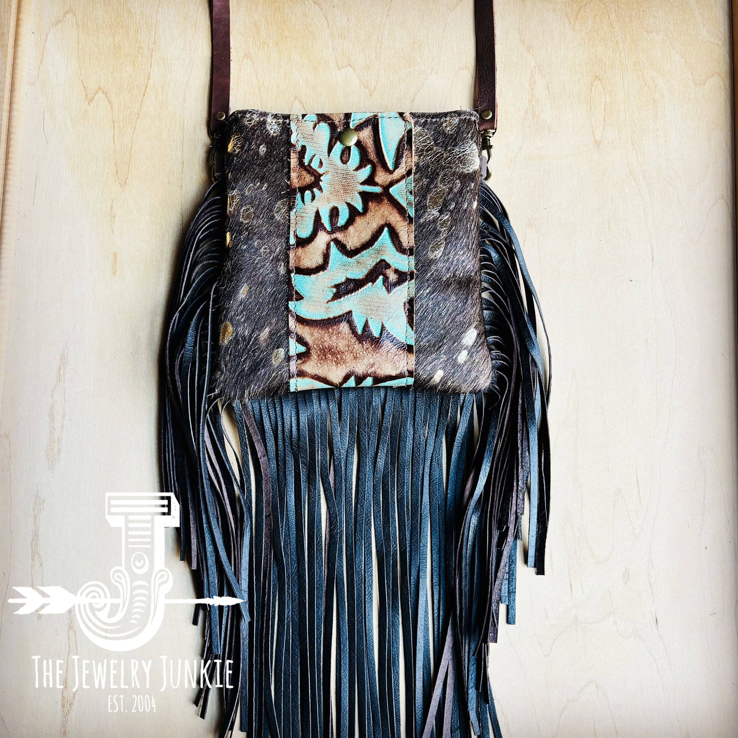 **Small Crossbody Handbag w/ Turquoise Laredo Fringe