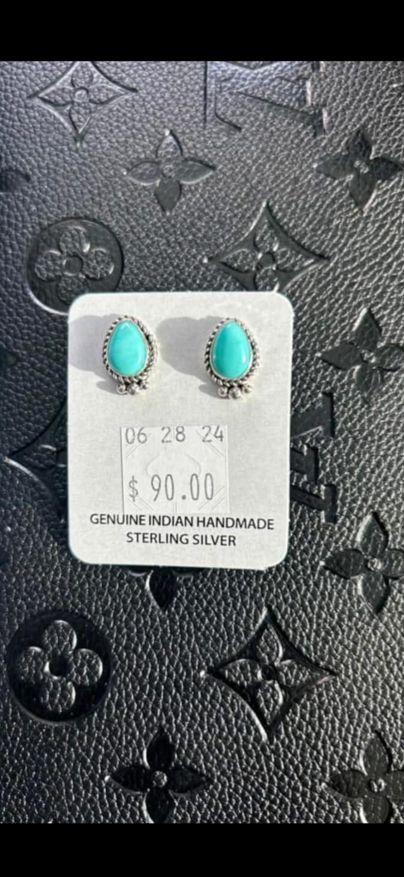 Genuine Indian handmade sterling silver turquoise studs