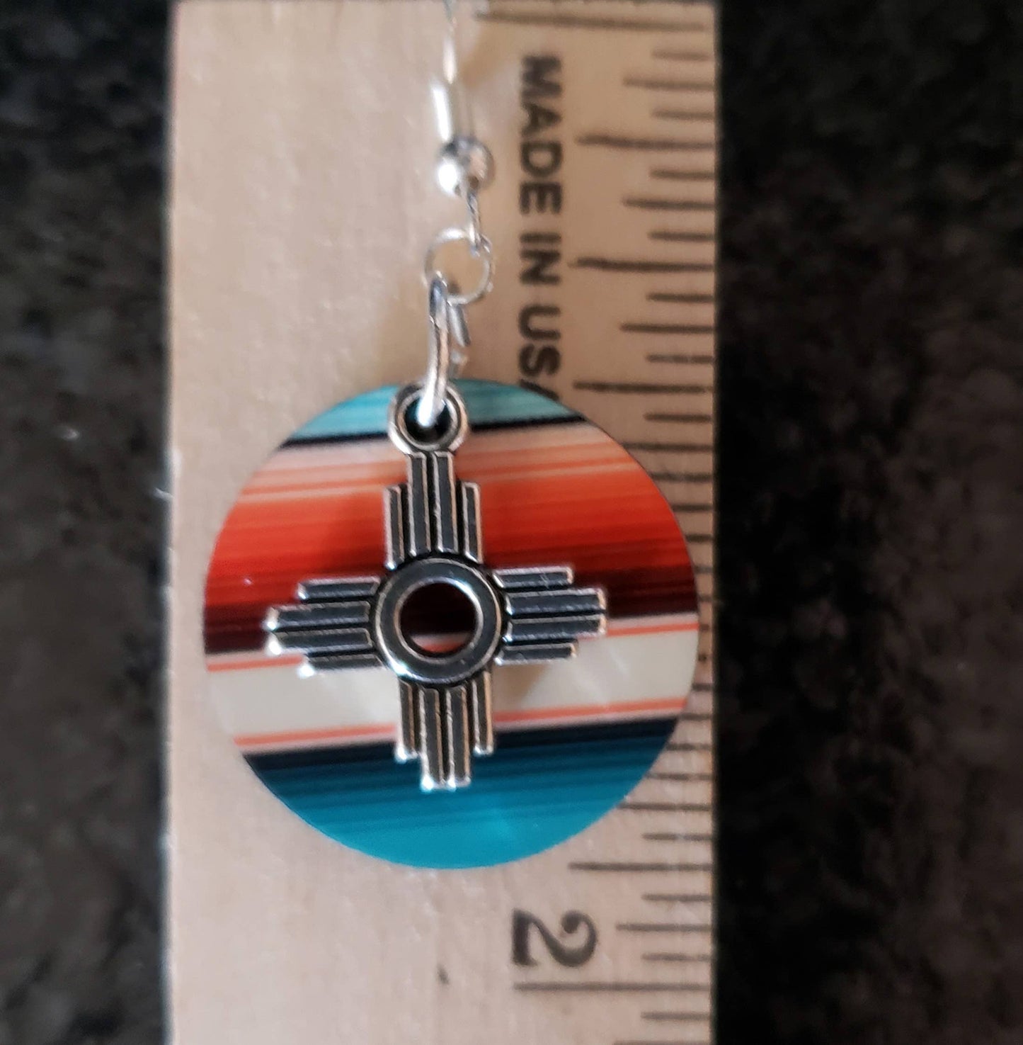 Zia Round Earring with Natural Serape Print