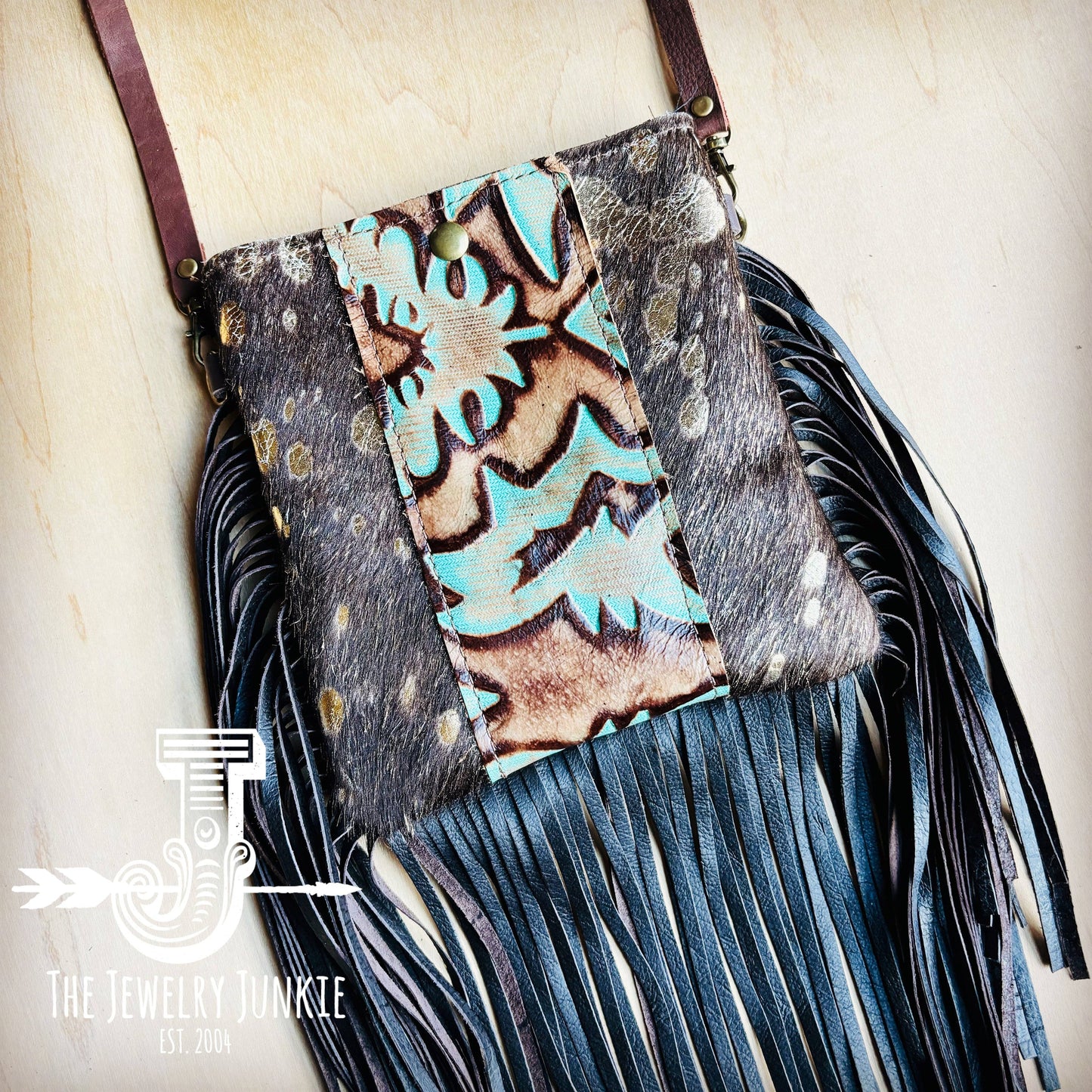 **Small Crossbody Handbag w/ Turquoise Laredo Fringe