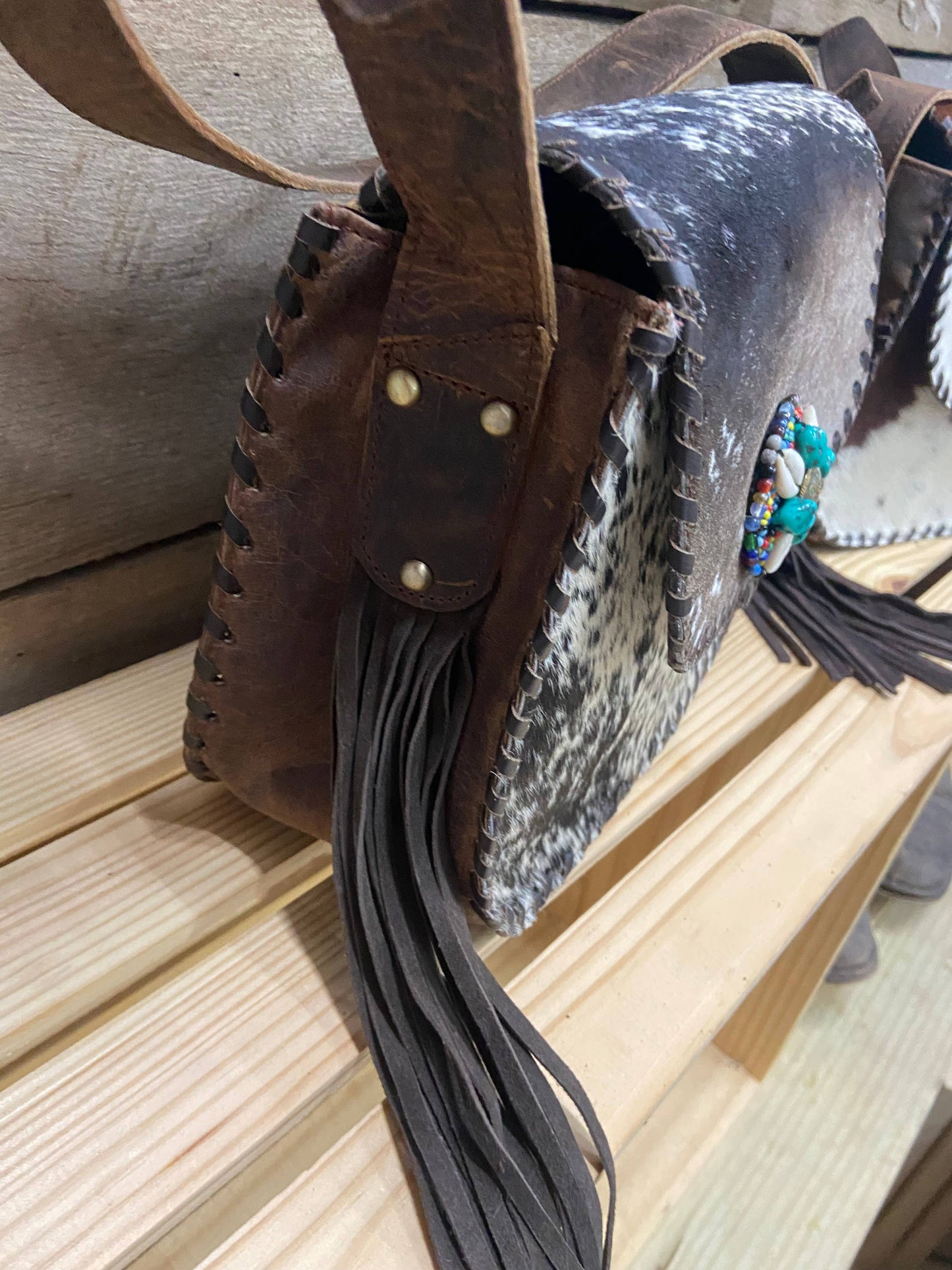 Cowhide and Leather Western Boho Purse
