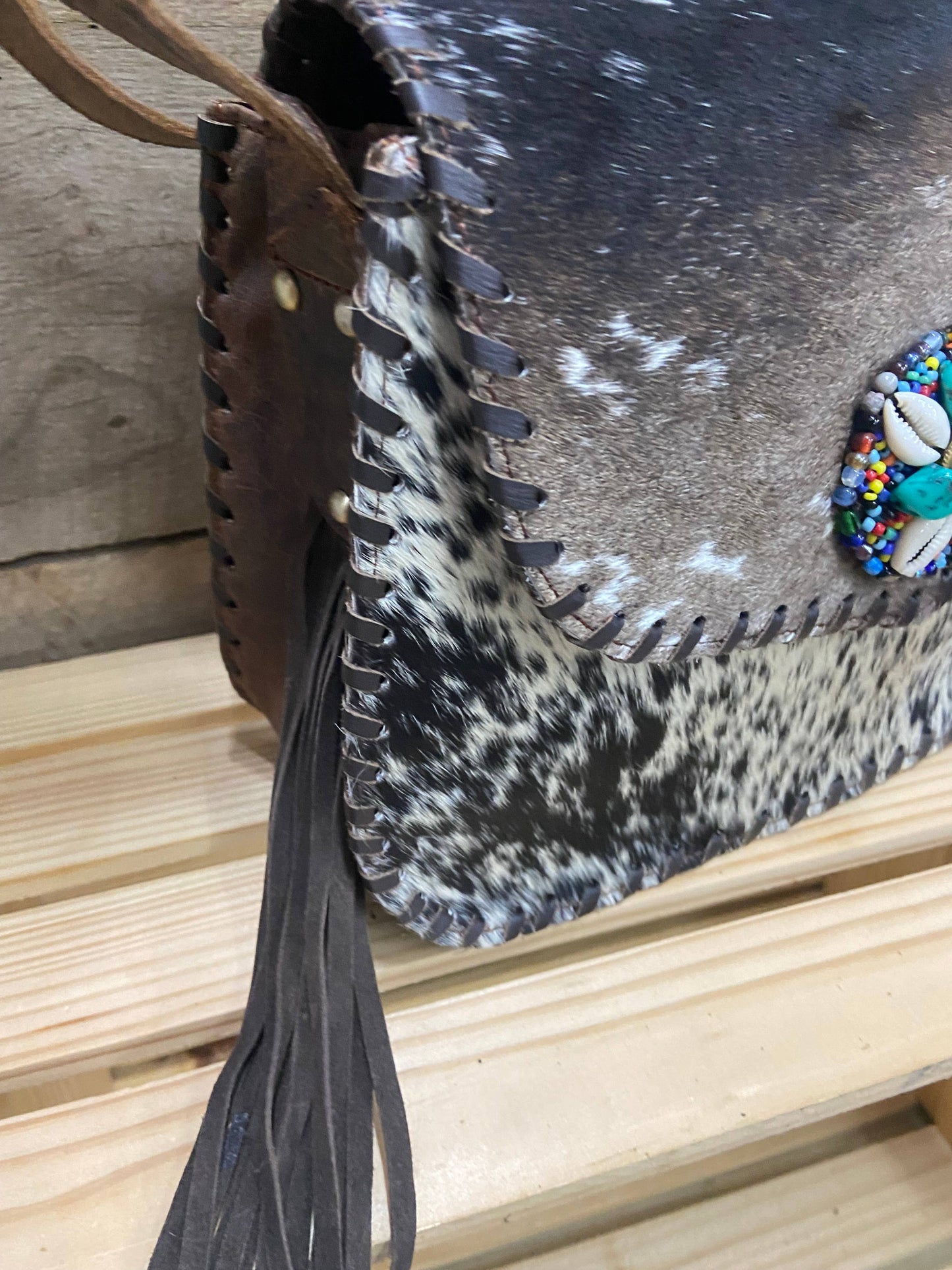Cowhide and Leather Western Boho Purse