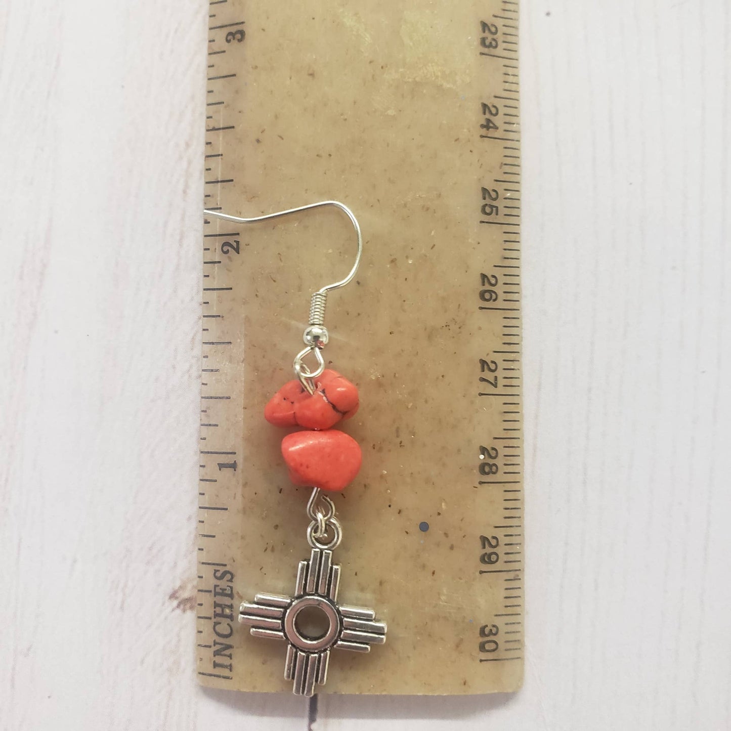 Zia Earring, Zia Charm, Zia Turquoise Red Stone Earring