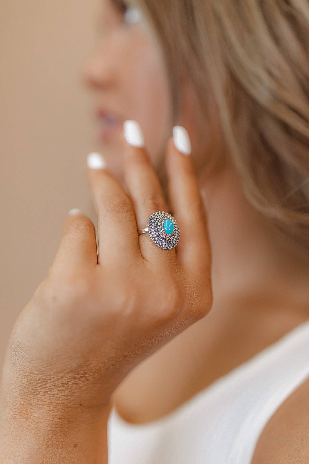 Boho Sterling Silver Turquoise Fairy Seeds Ring
