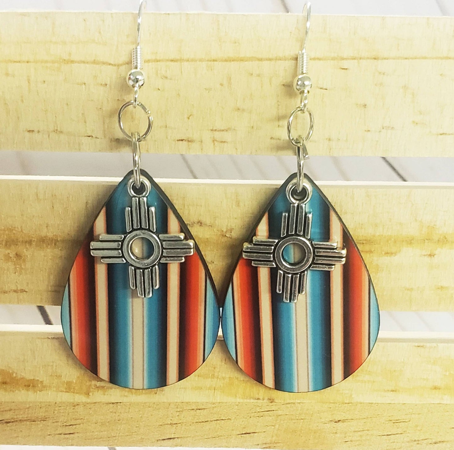 Zia Earrings, Natural Serape Print Earring, Southwestern Ea