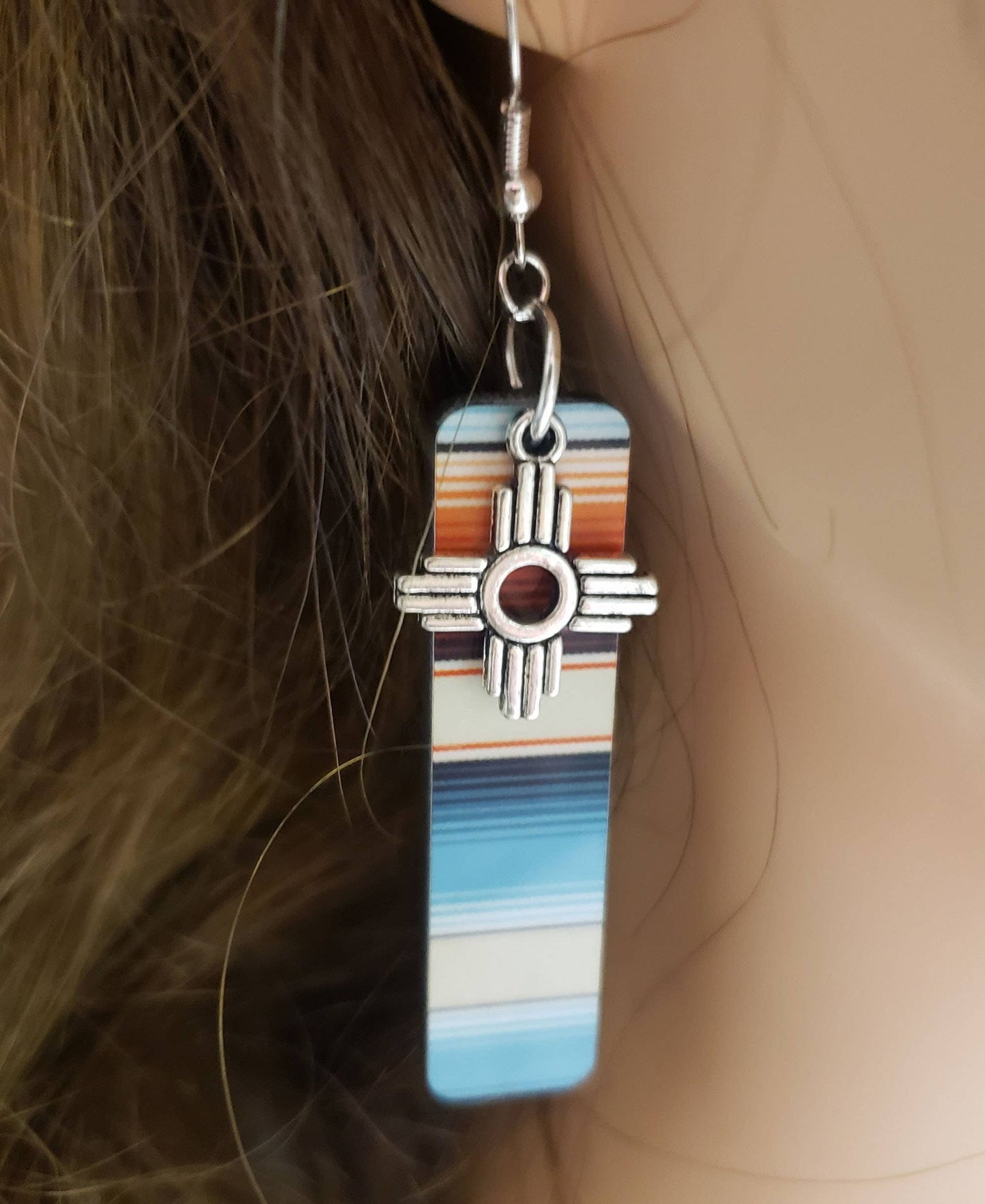 Zia Natural Serape Long Earrings