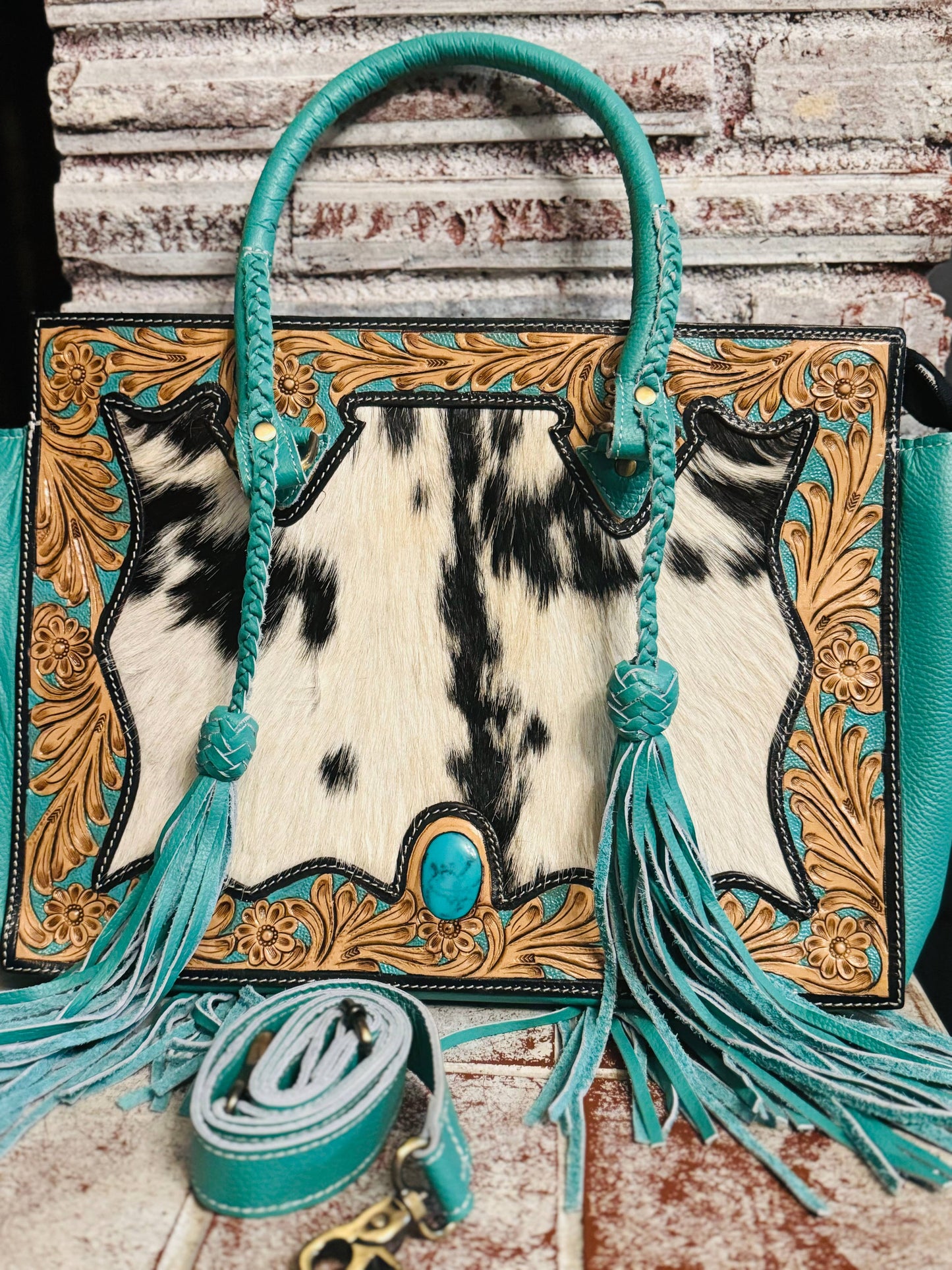 Tasseled cowgirl hide bag