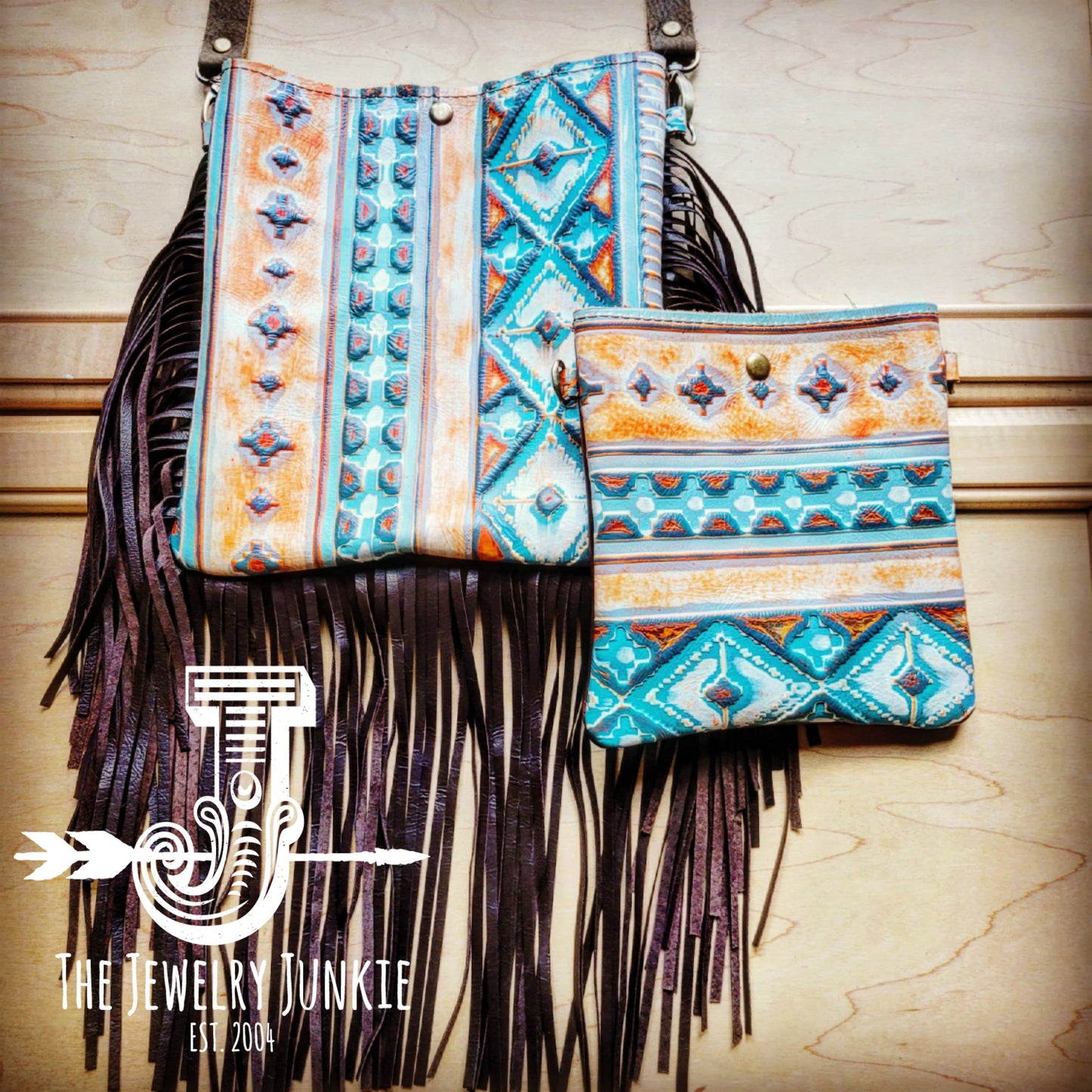 **Small Crossbody Handbag w/ Terracotta Navajo Leather 512o