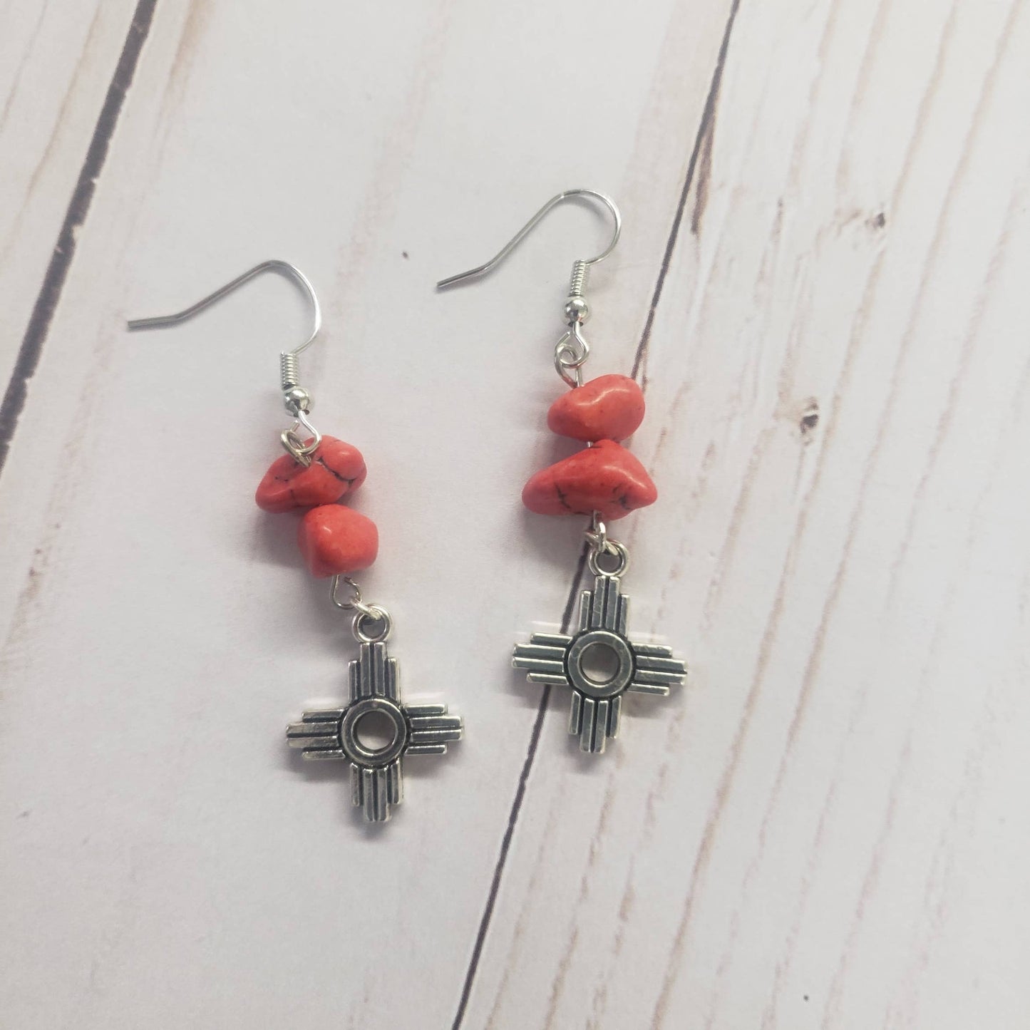 Zia Earring, Zia Charm, Zia Turquoise Red Stone Earring