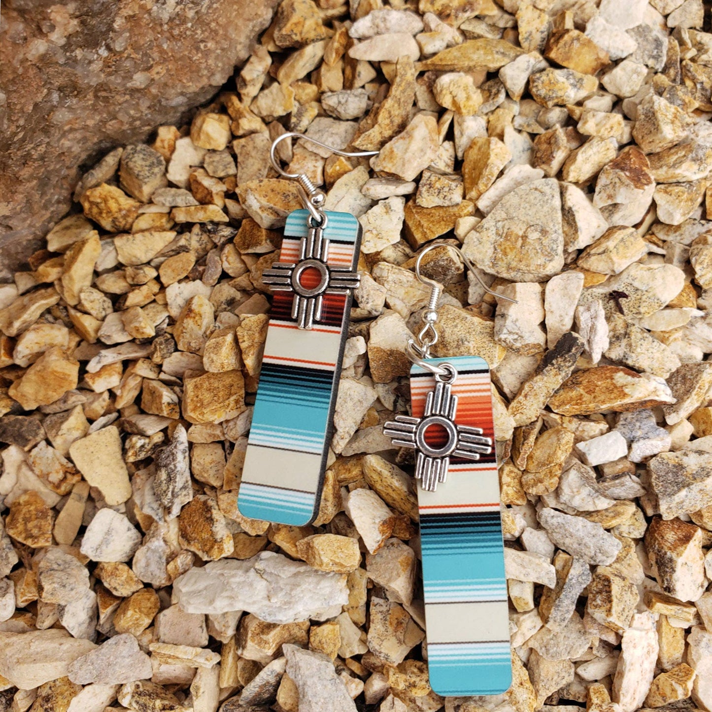Zia Natural Serape Long Earrings