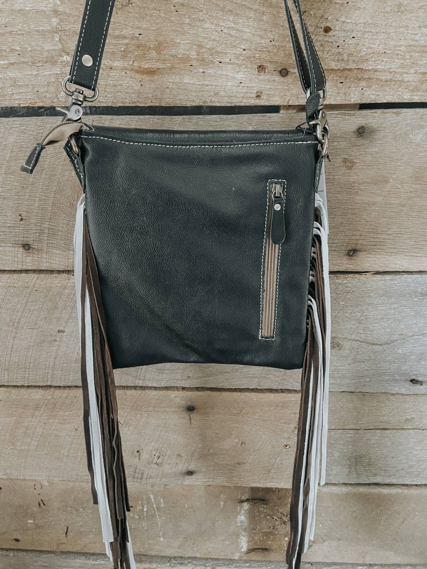 Black Tooled Leather Myra Cowhide Western Bag