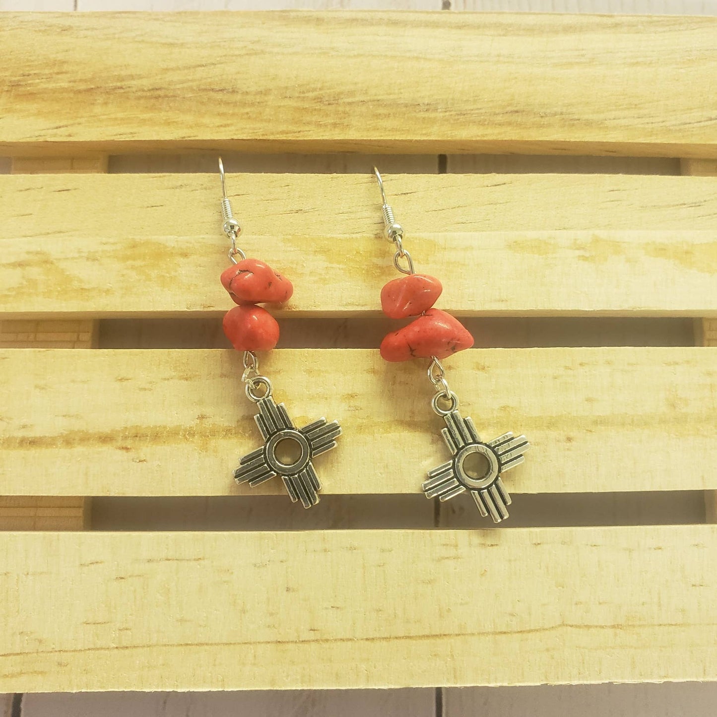Zia Earring, Zia Charm, Zia Turquoise Red Stone Earring