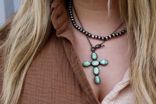 Paloma Cross Necklace & 6mm Sterling silver pearls