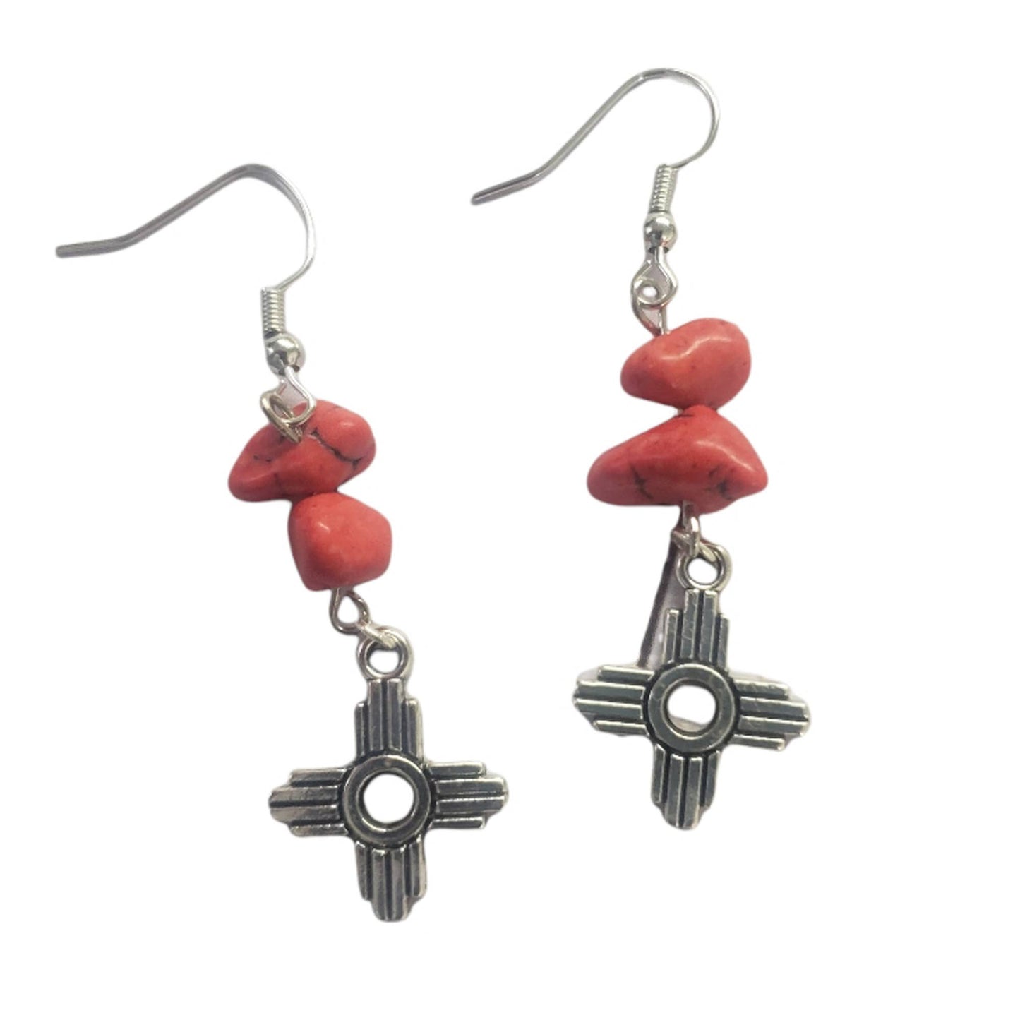Zia Earring, Zia Charm, Zia Turquoise Red Stone Earring