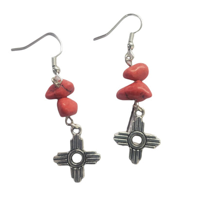 Zia Earring, Zia Charm, Zia Turquoise Red Stone Earring