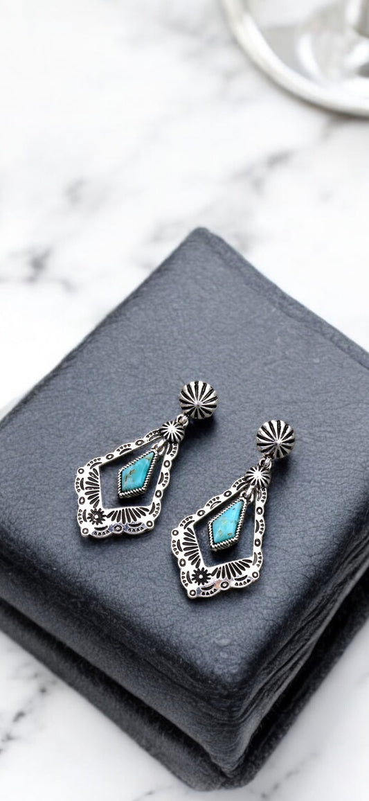 Western Aztec TXR Stone Stud Earrings