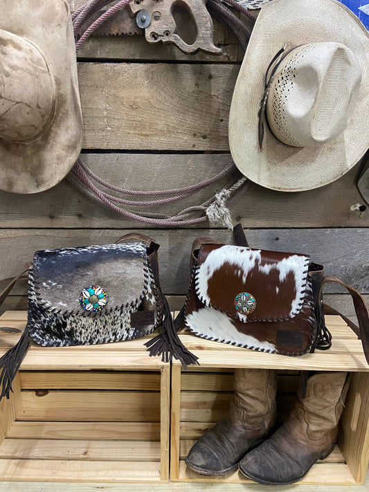 Cowhide and Leather Western Boho Purse