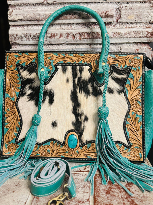  Tasseled cowgirl hide bag 