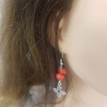 Zia Earring, Zia Charm, Zia Turquoise Red Stone Earring