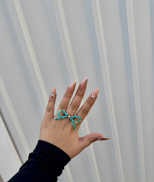 Sterling Silver Turquoise Stretchy Bow Ring