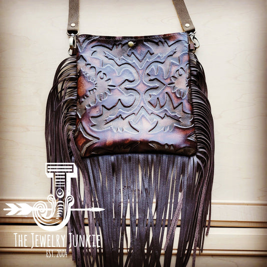 MEDIUM Crossbody Handbag Brown Laredo Leather Fringe 511p